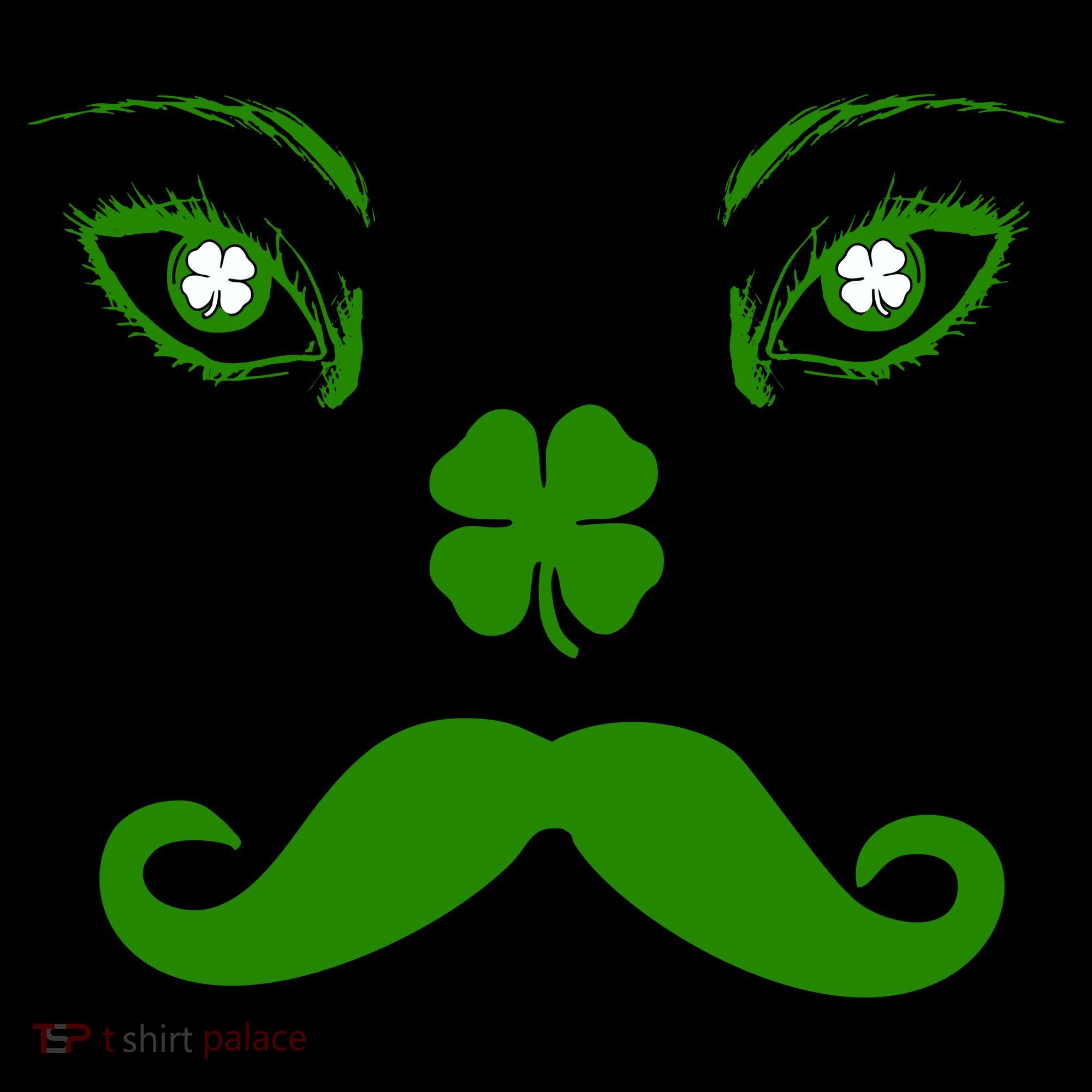 Smiling Irish Eyes Cloverleaf Mustache T-Shirt
