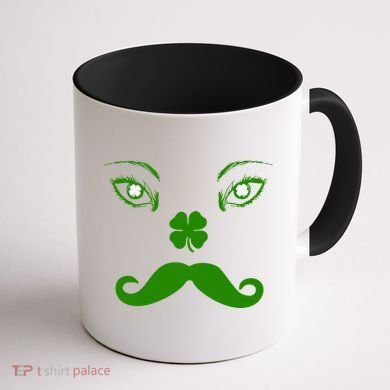 Smiling Irish Eyes Cloverleaf Mustache Coffee Mug back