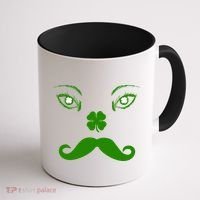 Smiling Irish Eyes Cloverleaf Mustache Coffee Mug thumb 1