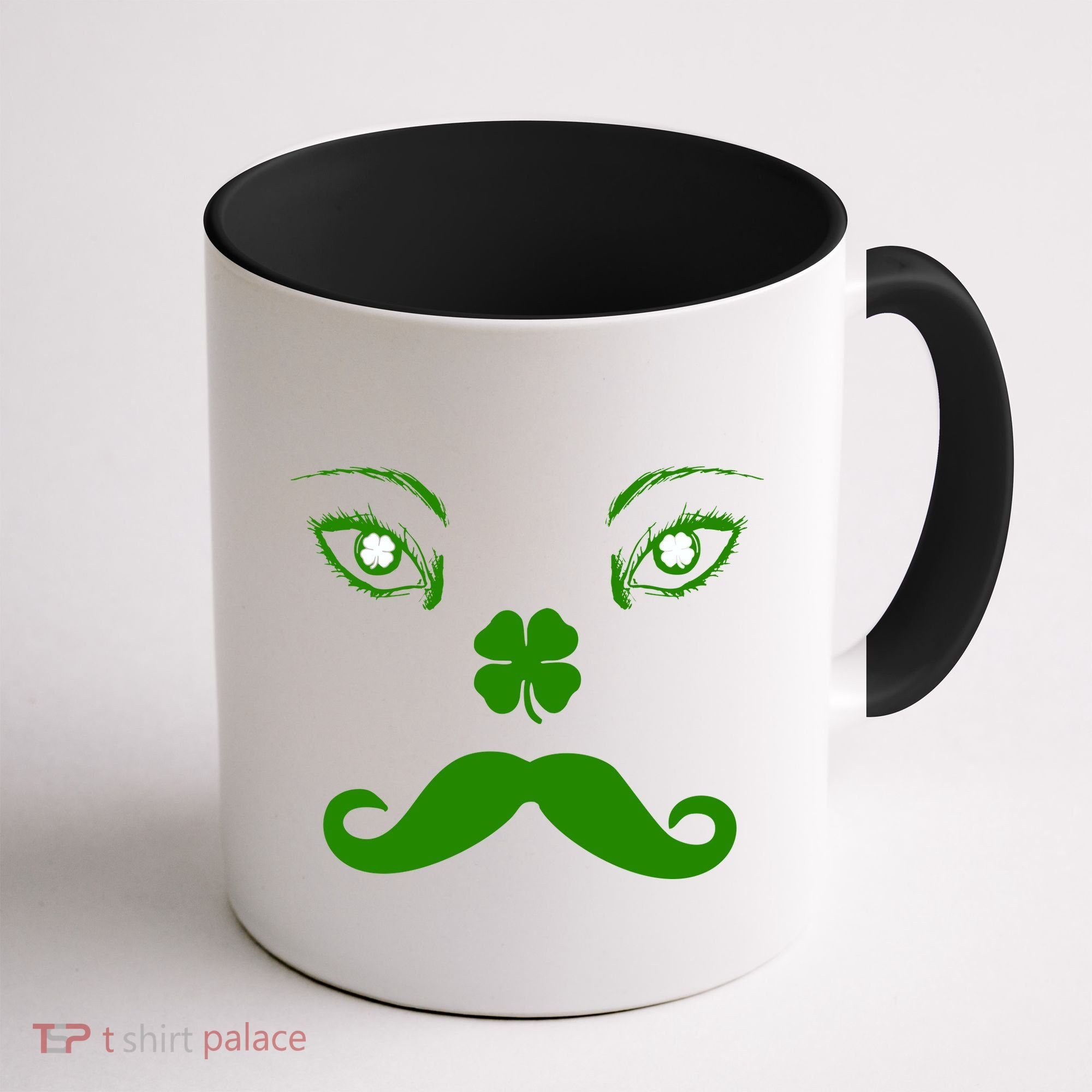Smiling Irish Eyes Cloverleaf Mustache Coffee Mug