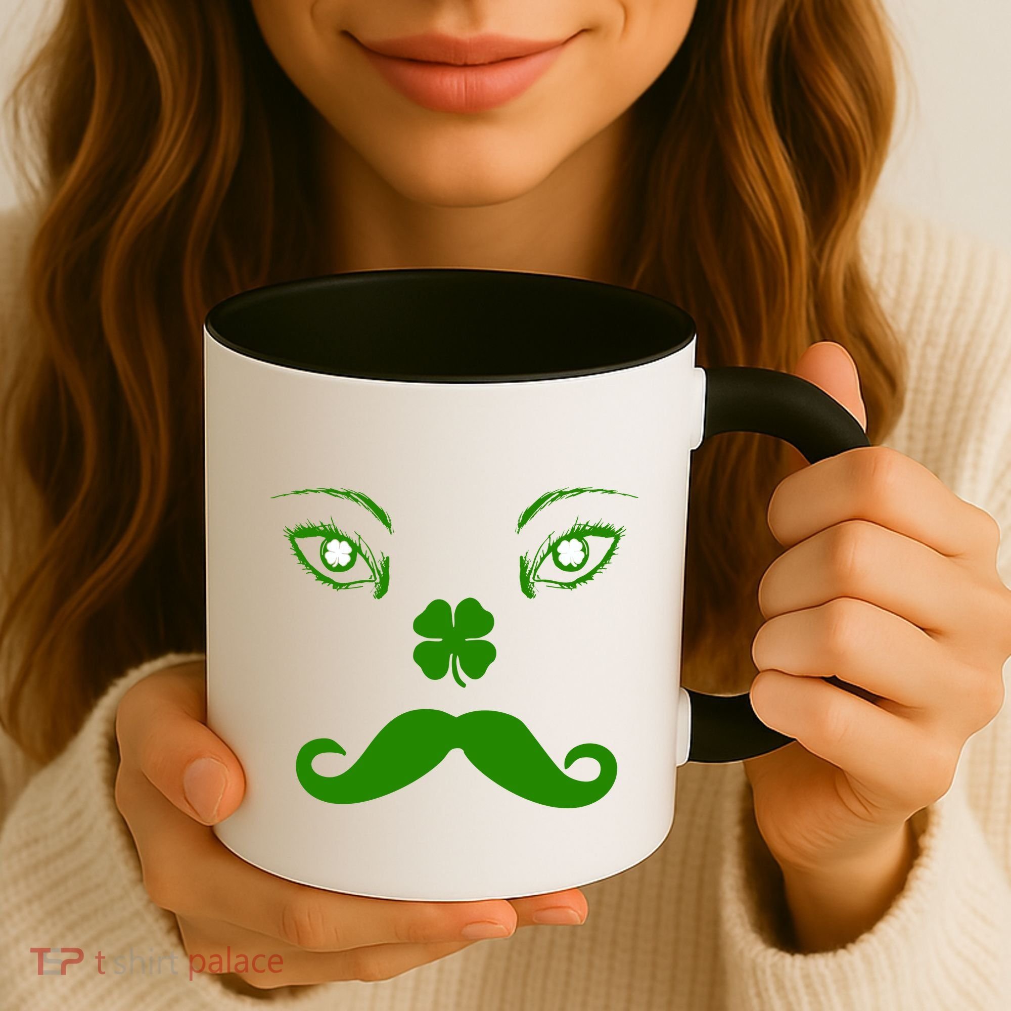 Smiling Irish Eyes Cloverleaf Mustache Coffee Mug