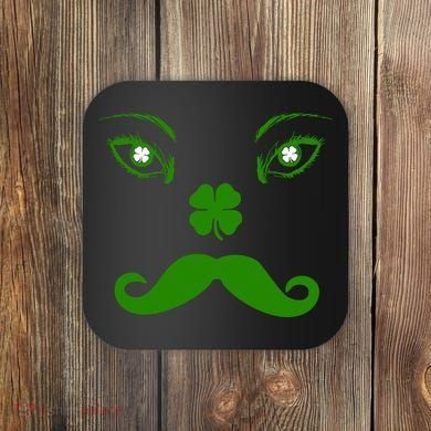 Smiling Irish Eyes Cloverleaf Mustache Coaster
