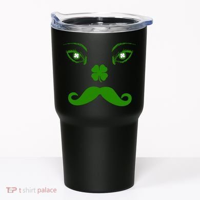 Smiling Irish Eyes Cloverleaf Mustache Tumbler