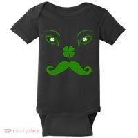 Smiling Irish Eyes Cloverleaf Mustache Baby Bodysuit thumb 0