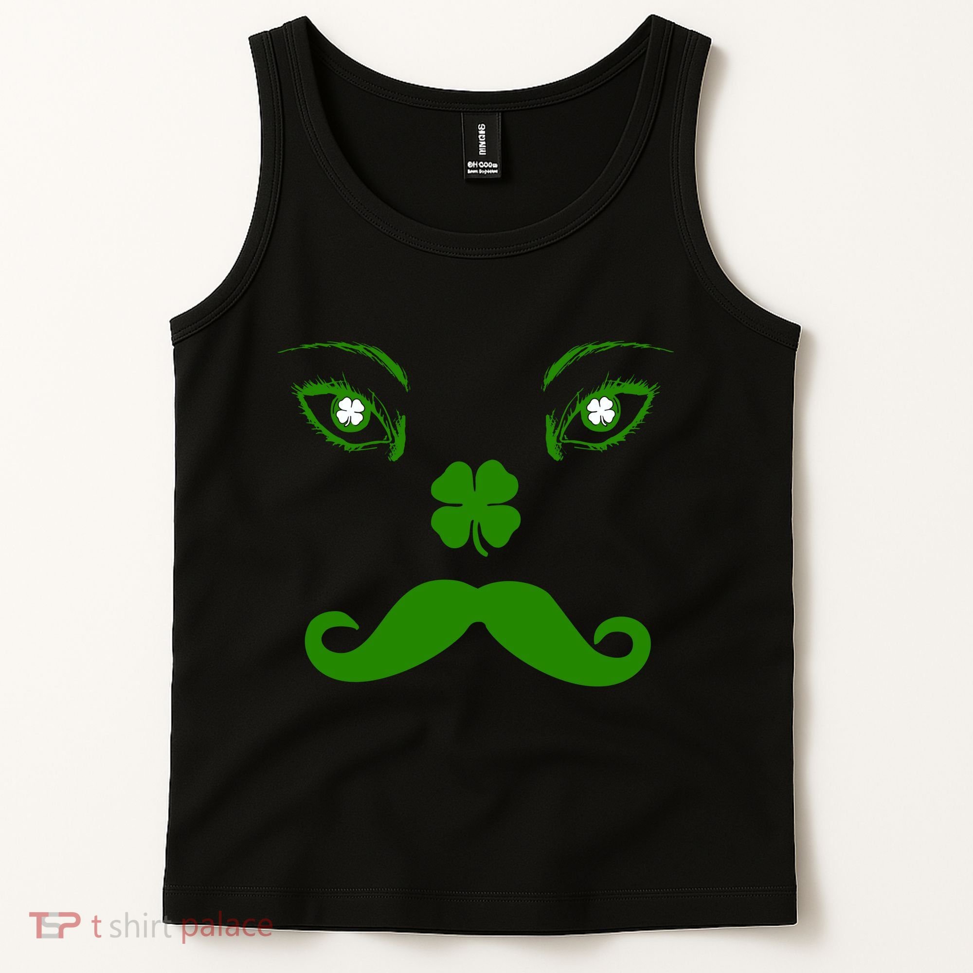 Smiling Irish Eyes Cloverleaf Mustache Tank Top