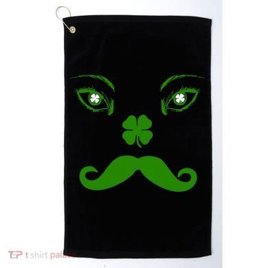 Smiling Irish Eyes Cloverleaf Mustache Golf Towel