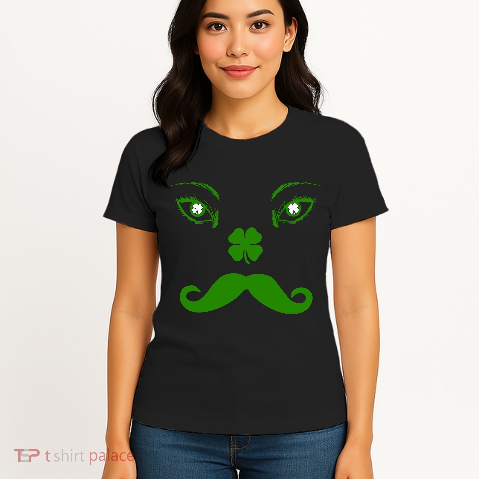 Smiling Irish Eyes Cloverleaf Mustache Women's T-Shirt