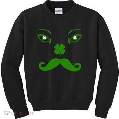 Smiling Irish Eyes Cloverleaf Mustache Kids Sweatshirt