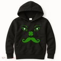 Smiling Irish Eyes Cloverleaf Mustache Kids Hoodie thumb 0