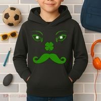 Smiling Irish Eyes Cloverleaf Mustache Kids Hoodie thumb 2
