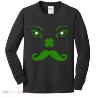 Smiling Irish Eyes Cloverleaf Mustache Kids Long Sleeve Shirt thumb 0