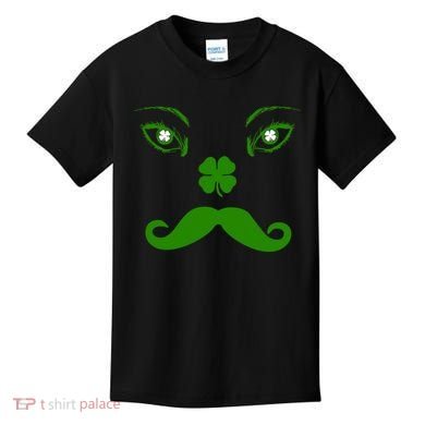 Smiling Irish Eyes Cloverleaf Mustache Kids T-Shirt