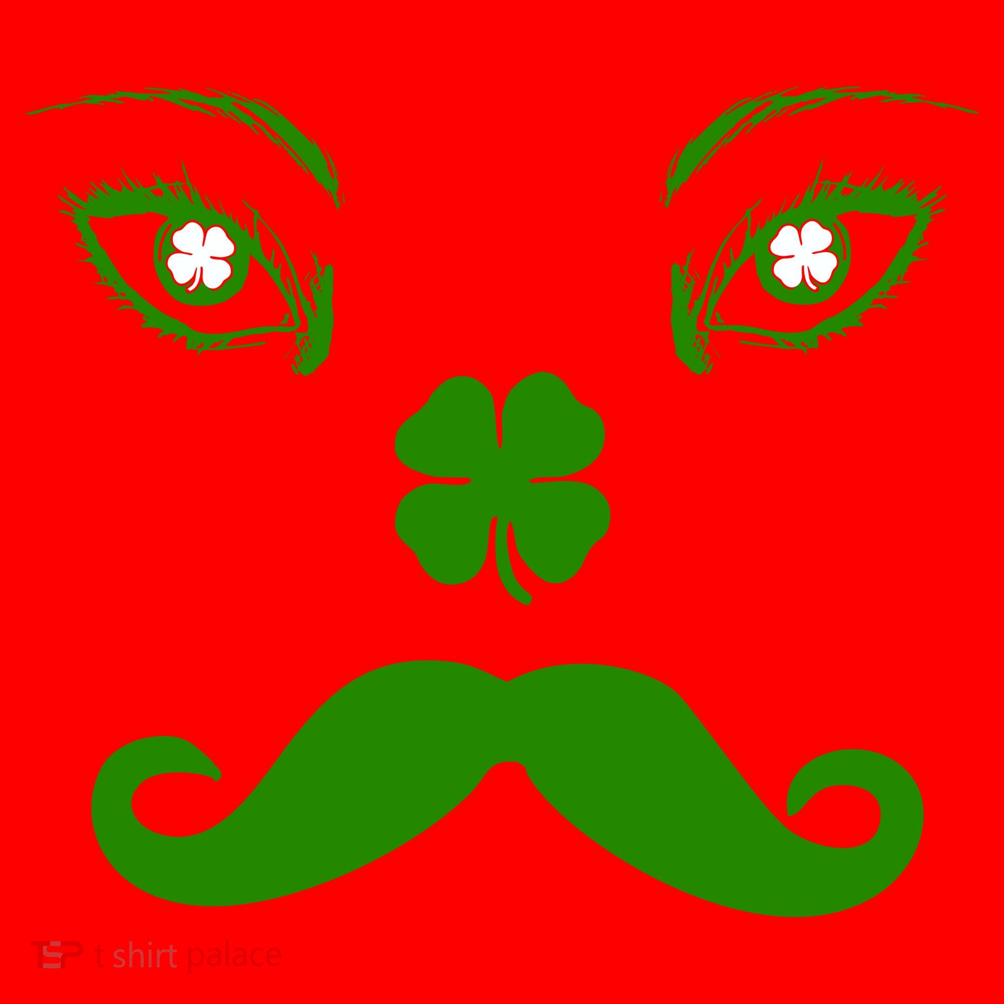 Smiling Irish Eyes Cloverleaf Mustache Santa Hat