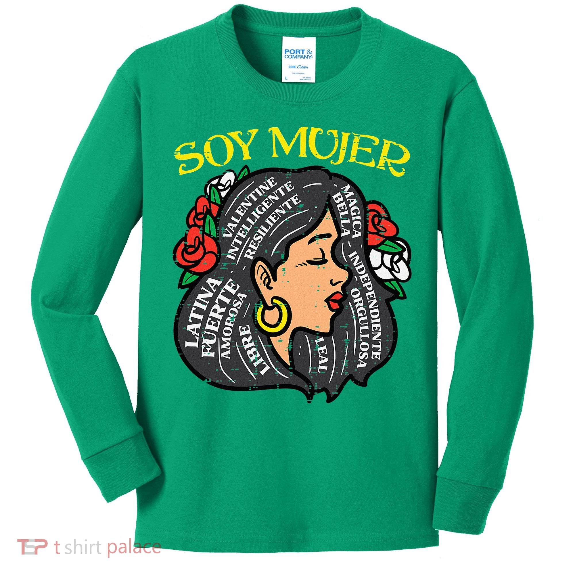 Soy Mujer Latin Woman Cinco De Mayo Mexican Kids Long Sleeve Shirt