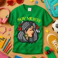 Soy Mujer Latin Woman Cinco De Mayo Mexican Kids T-Shirt thumb 3