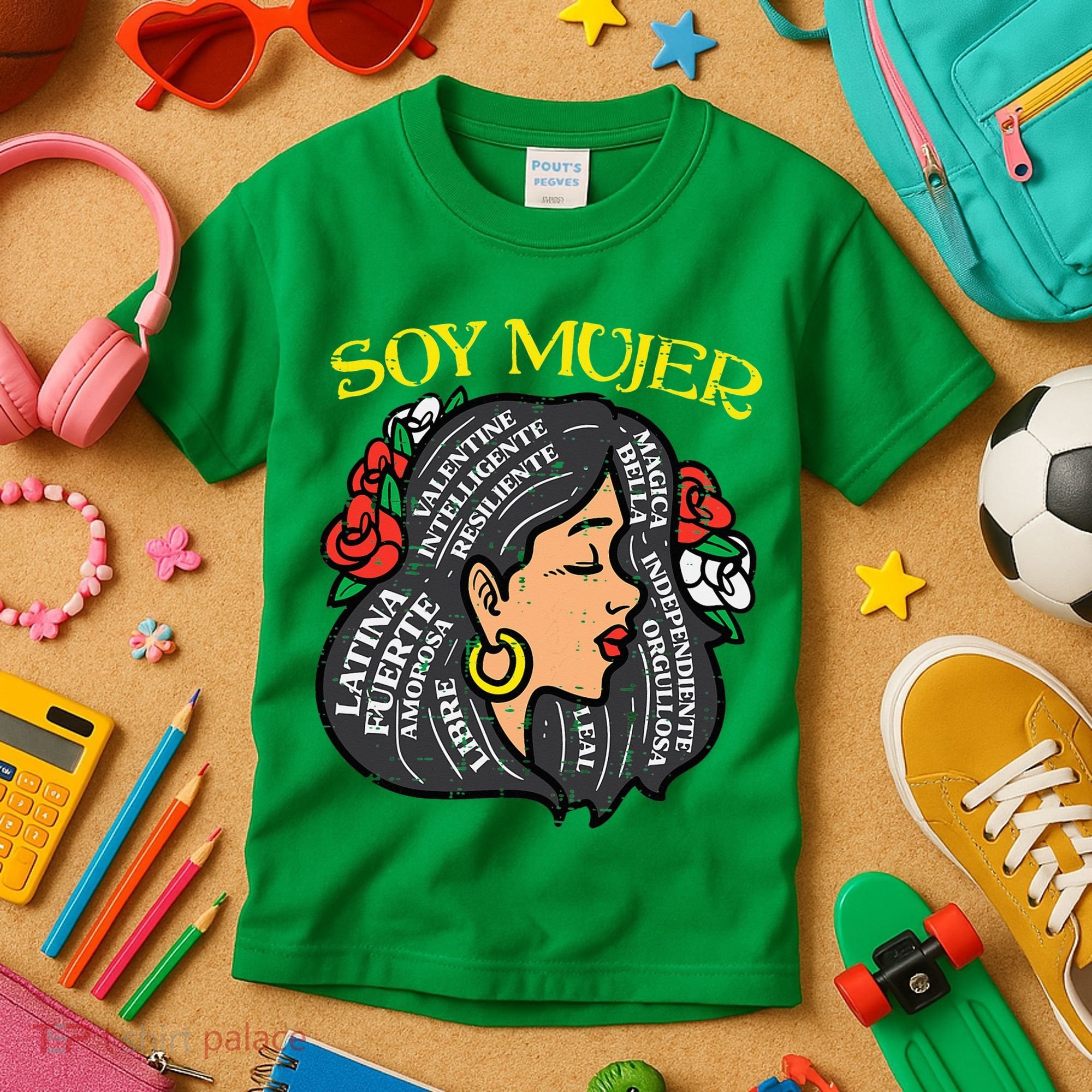 Soy Mujer Latin Woman Cinco De Mayo Mexican Kids T-Shirt