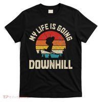 Ski My Life Is Going Downhill Vintage Skiing Funny Skier T-Shirt thumb 0