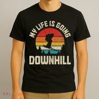 Ski My Life Is Going Downhill Vintage Skiing Funny Skier T-Shirt thumb 3