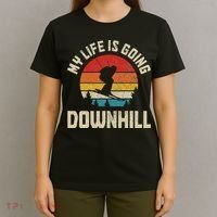 Ski My Life Is Going Downhill Vintage Skiing Funny Skier T-Shirt thumb 4