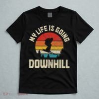 Ski My Life Is Going Downhill Vintage Skiing Funny Skier T-Shirt thumb 5