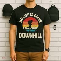 Ski My Life Is Going Downhill Vintage Skiing Funny Skier T-Shirt thumb 6
