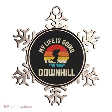 Ski My Life Is Going Downhill Vintage Skiing Funny Skier Ornament