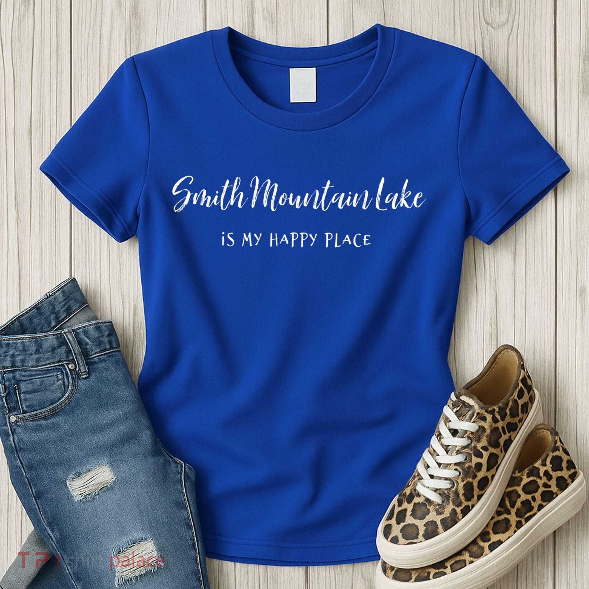 Smith Mountain Lake Va My Happy Place Gift Boating Fishing Funny Gift Women's T-Shirt