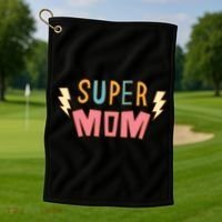 Super Mom Lighting Bolt Gift Golf Towel thumb 1