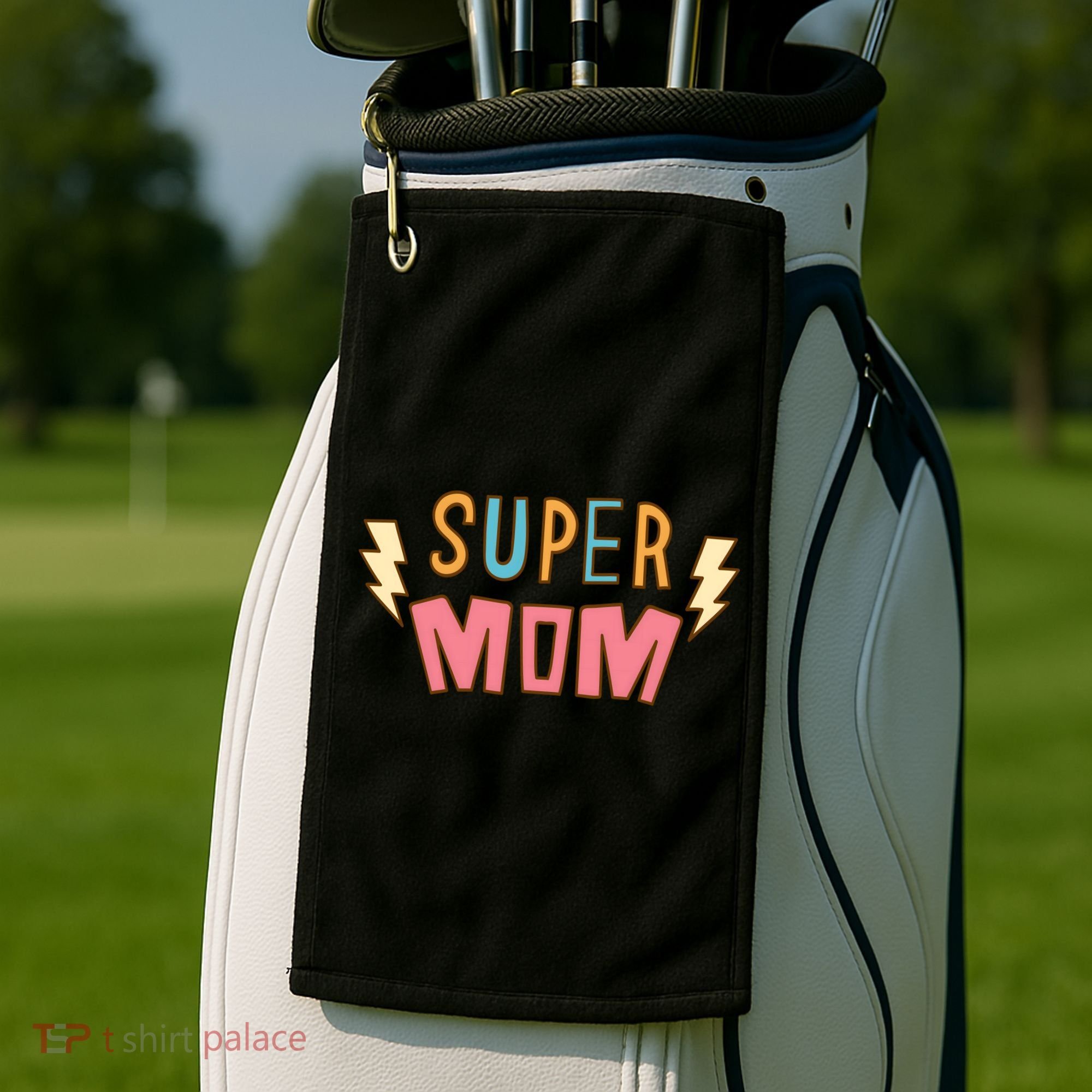 Super Mom Lighting Bolt Gift Golf Towel