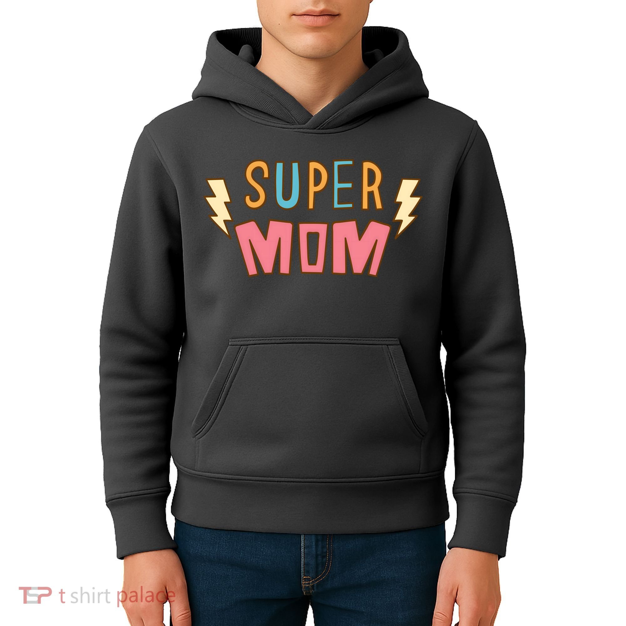 Super Mom Lighting Bolt Gift Kids Hoodie