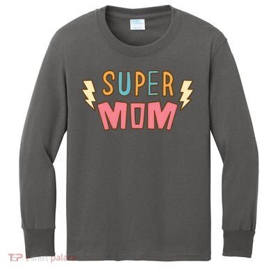 Super Mom Lighting Bolt Gift Kids Long Sleeve Shirt