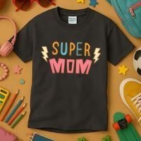 Super Mom Lighting Bolt Gift Kids T-Shirt thumb 3