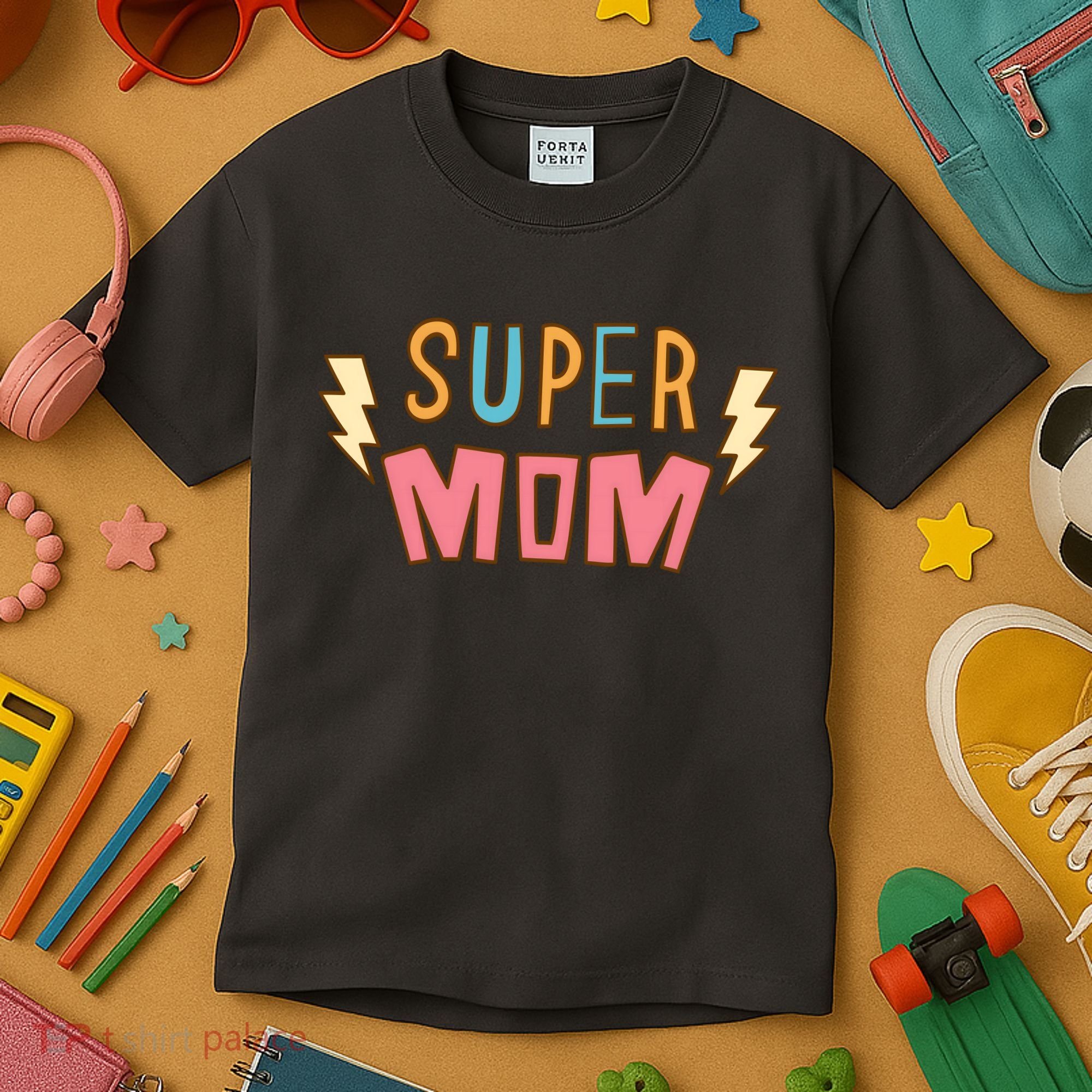Super Mom Lighting Bolt Gift Kids T-Shirt