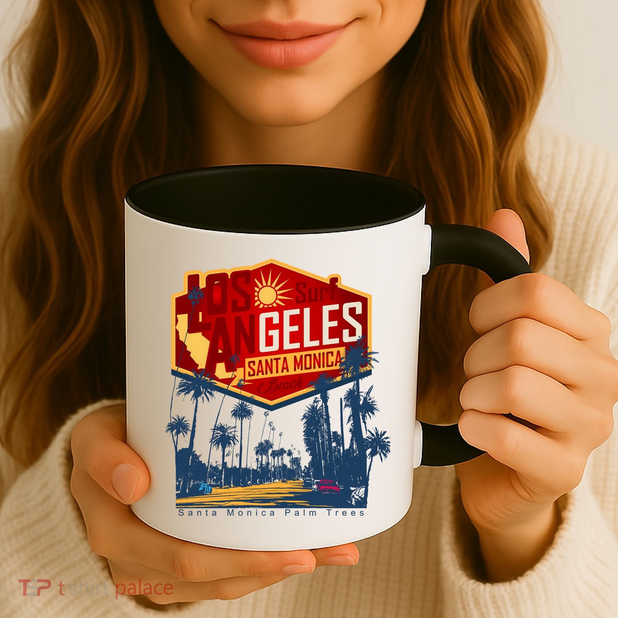 Santa Monica LA Los Angeles Retro Surf Beach Coffee Mug