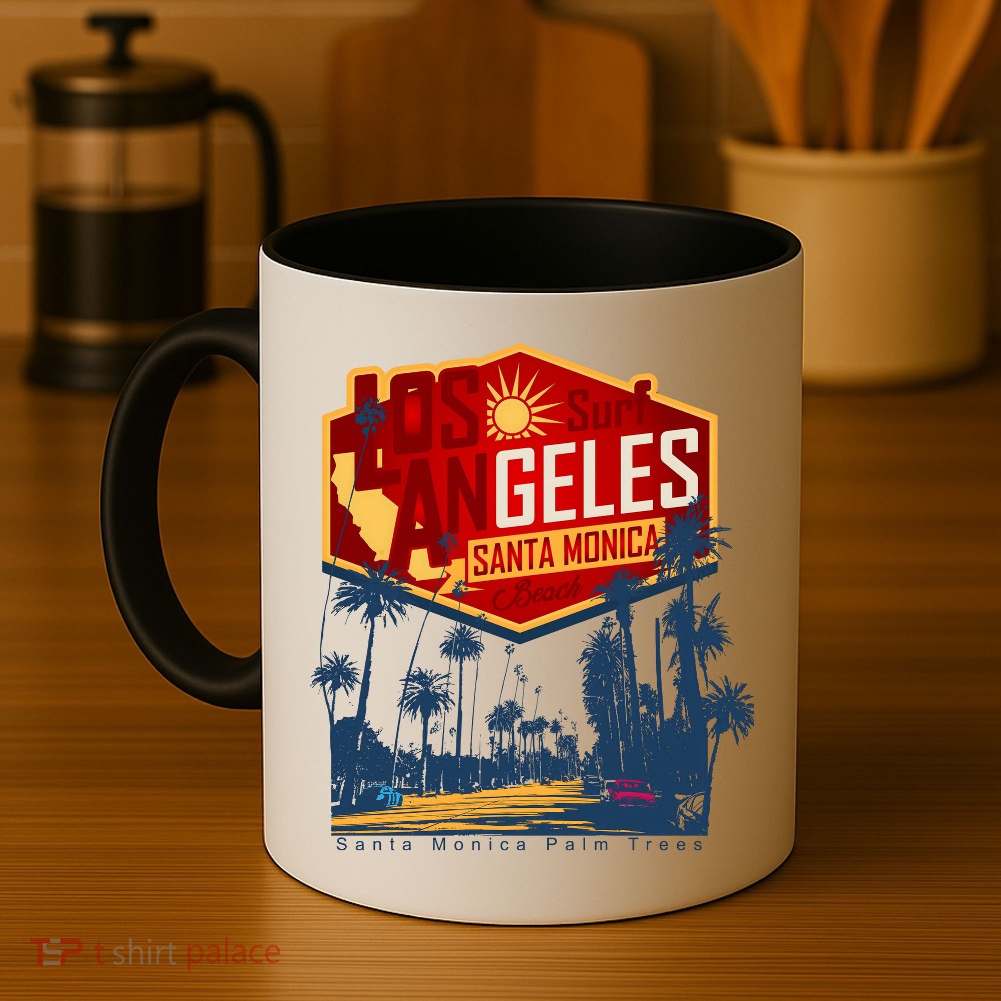 Santa Monica LA Los Angeles Retro Surf Beach Coffee Mug