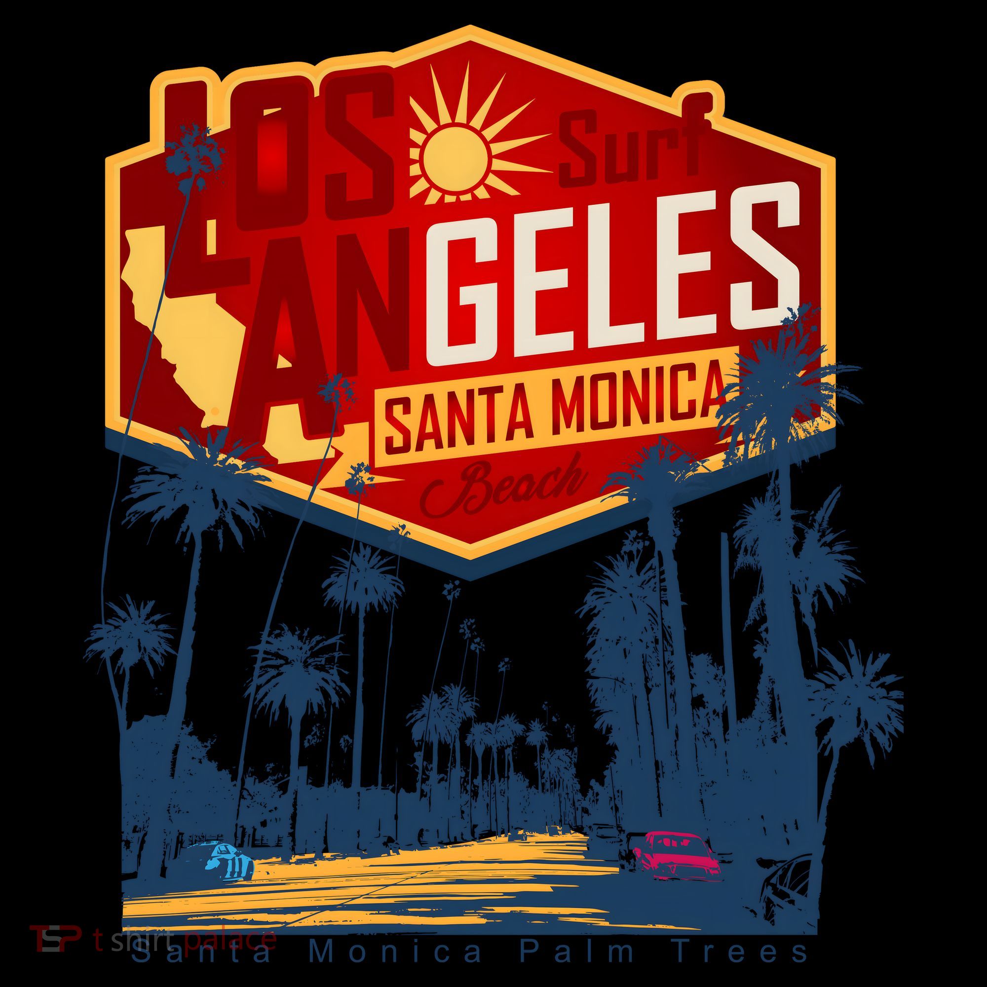 Santa Monica LA Los Angeles Retro Surf Beach Women's Hoodie