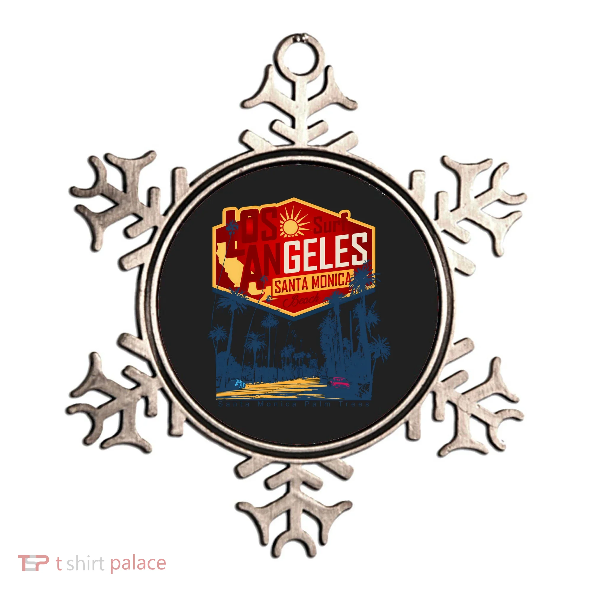 Santa Monica LA Los Angeles Retro Surf Beach Ornament