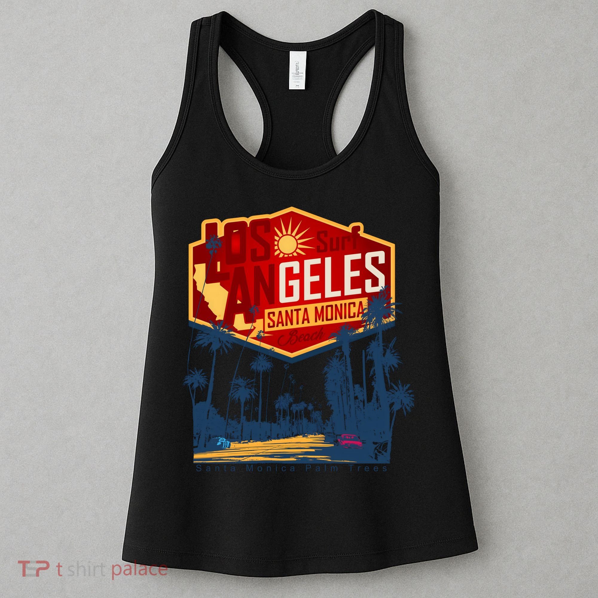 Santa Monica LA Los Angeles Retro Surf Beach Women's Tank Top