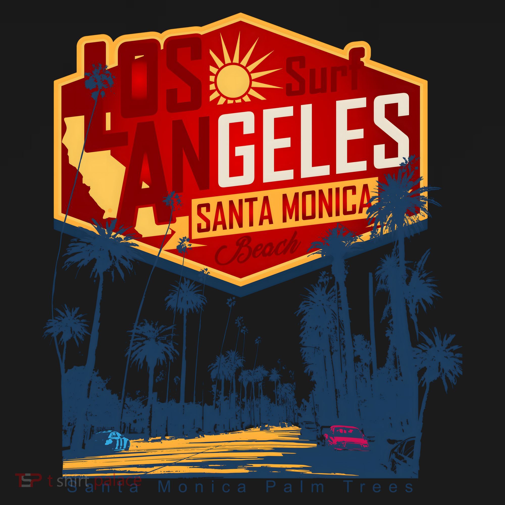 Santa Monica LA Los Angeles Retro Surf Beach Tank Top