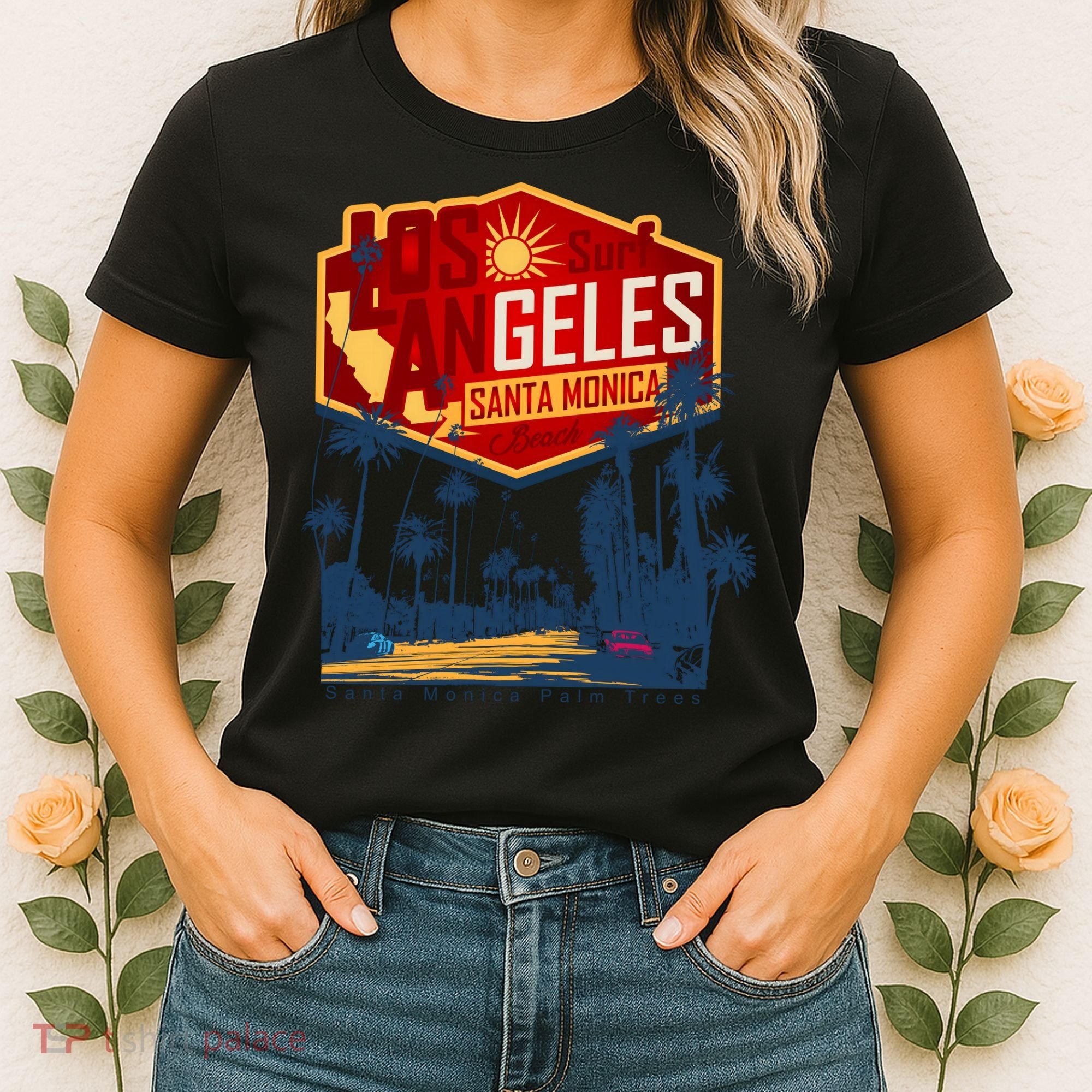 Santa Monica LA Los Angeles Retro Surf Beach Women's T-Shirt