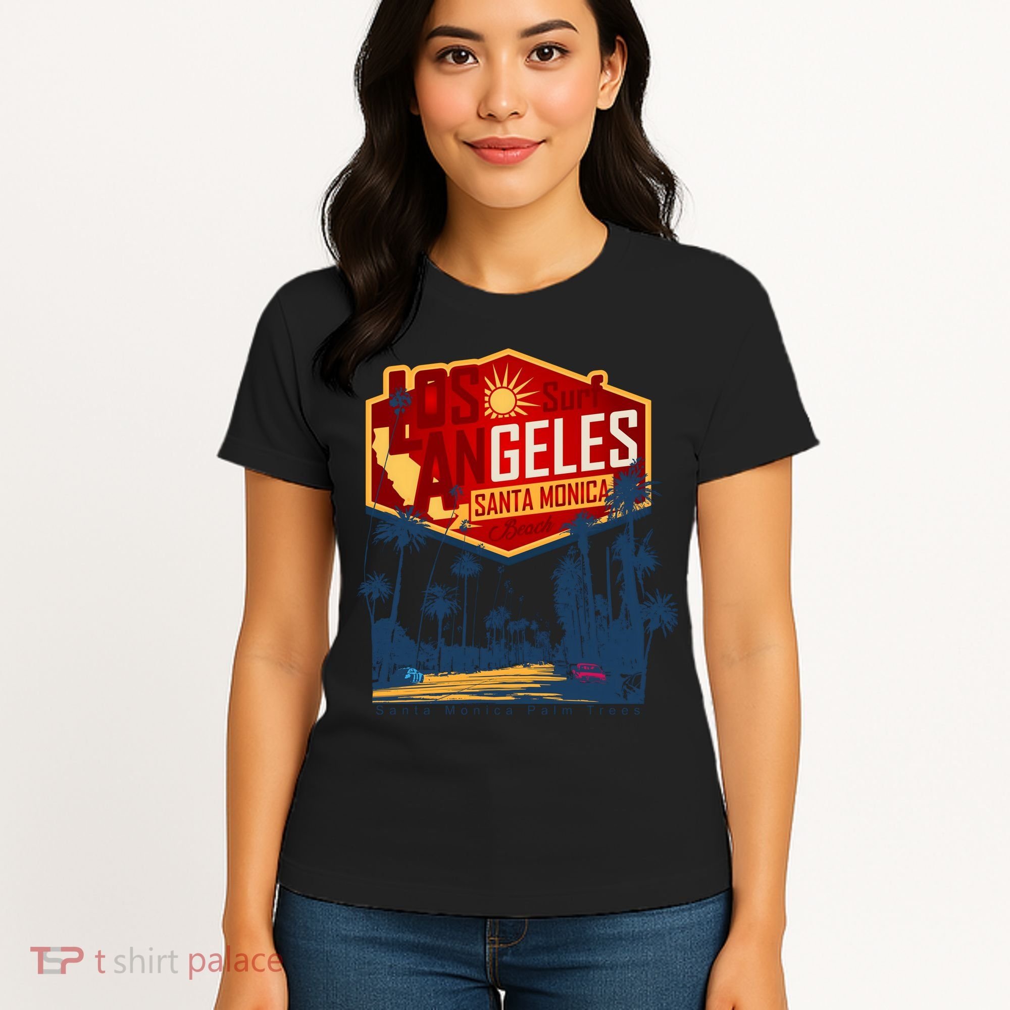 Santa Monica LA Los Angeles Retro Surf Beach Women's T-Shirt