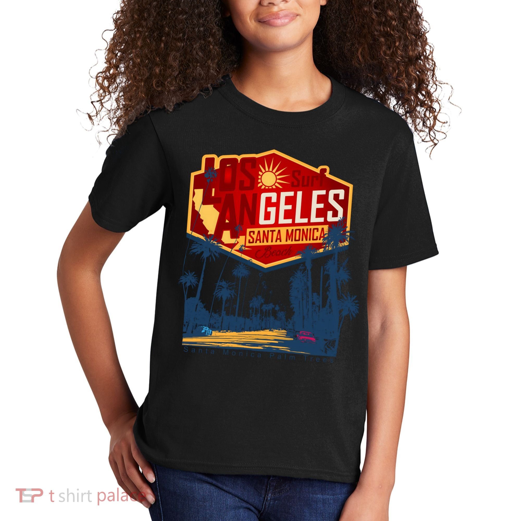 Santa Monica LA Los Angeles Retro Surf Beach Kids T-Shirt