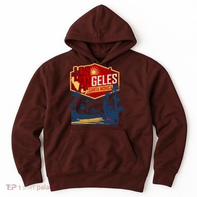 Santa Monica LA Los Angeles Retro Surf Beach Hoodie