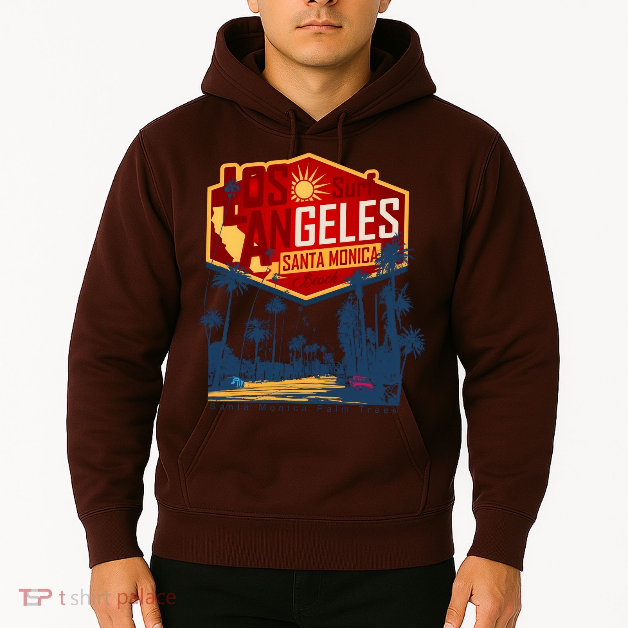 Santa Monica LA Los Angeles Retro Surf Beach Hoodie
