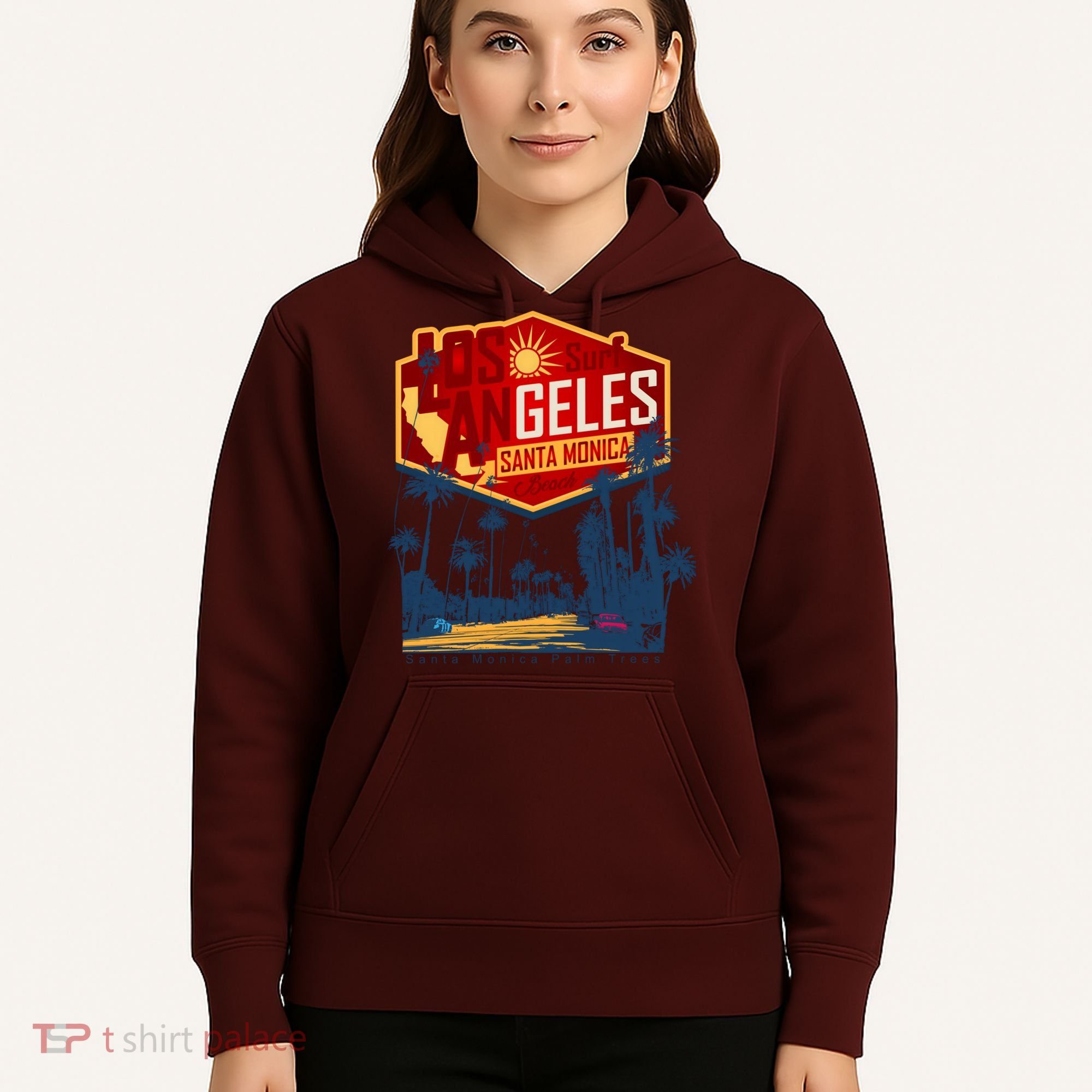 Santa Monica LA Los Angeles Retro Surf Beach Hoodie