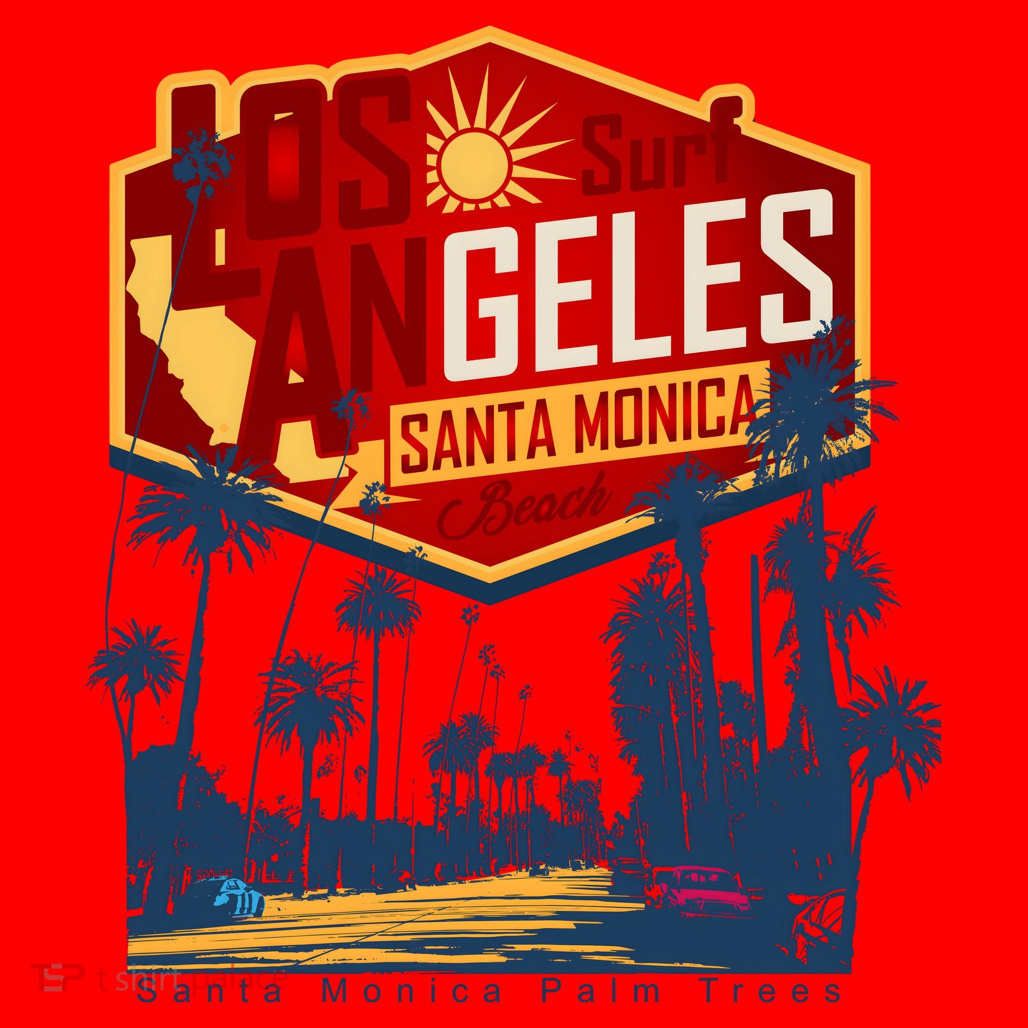 Santa Monica LA Los Angeles Retro Surf Beach Santa Hat