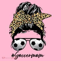 Soccer Mom Leopard Messy Bun Football Hair Game Day Vibes Coaster thumb 2