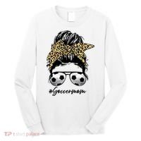 Soccer Mom Leopard Messy Bun Football Hair Game Day Vibes Long Sleeve Shirt thumb 0