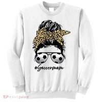 Soccer Mom Leopard Messy Bun Football Hair Game Day Vibes Sweatshirt thumb 0