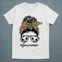 Soccer Mom Leopard Messy Bun Football Hair Game Day Vibes T-Shirt thumb 5